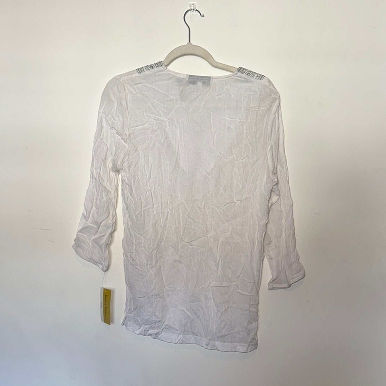 Cathy Daniels Top Womens Large 3/4 Sleeve Embroidered V-neck Pullover Tunic NWT