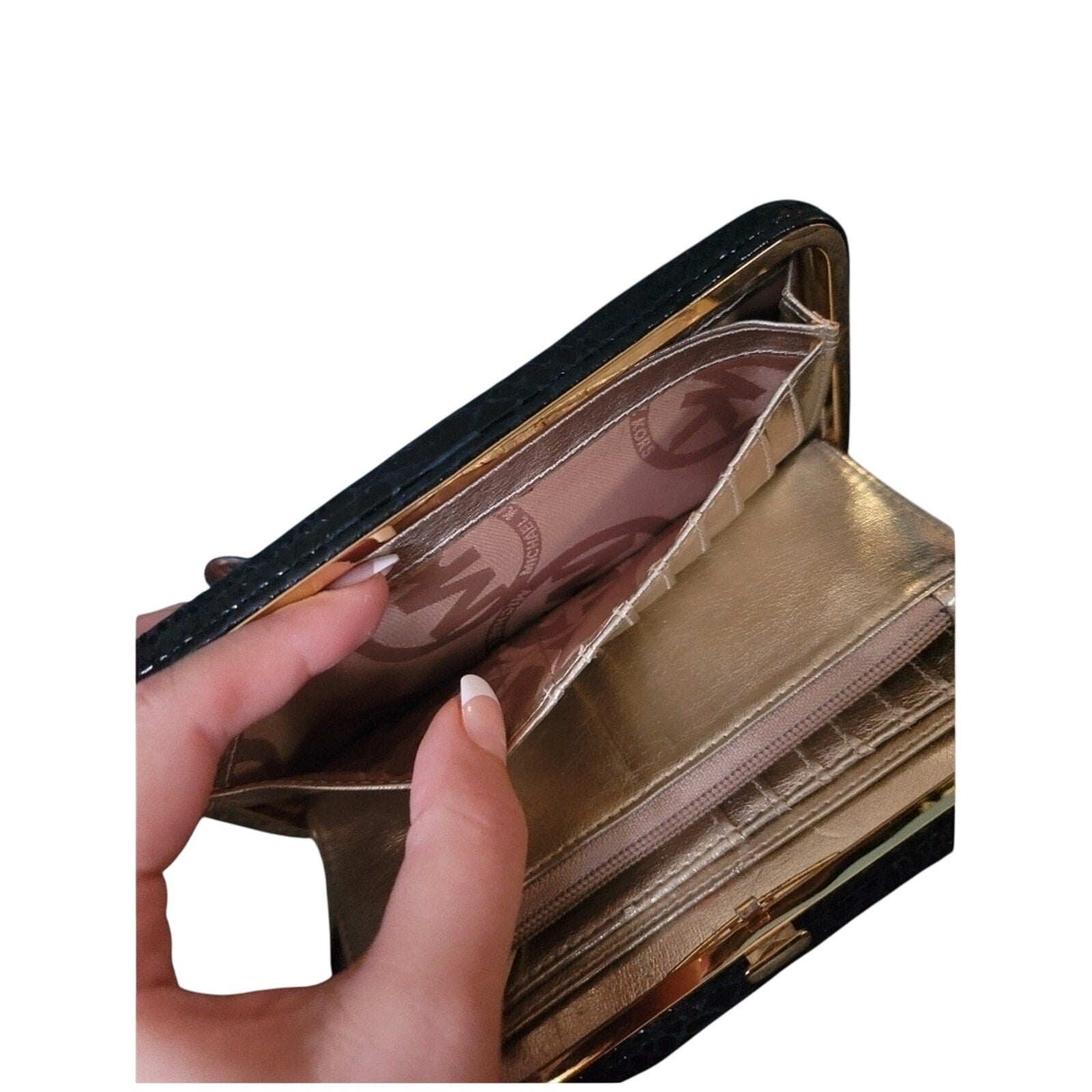 Michael Kors black snakeskin embossed wallet