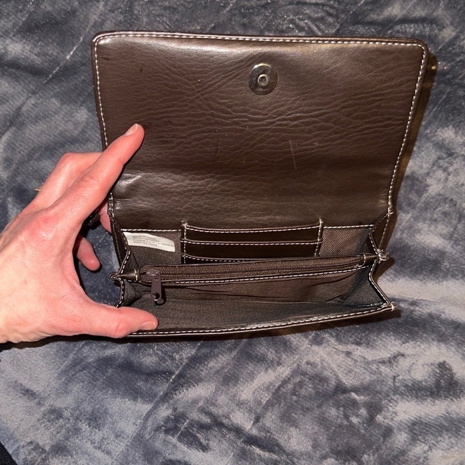 Elegant Brown Leather Wallet Wristlet