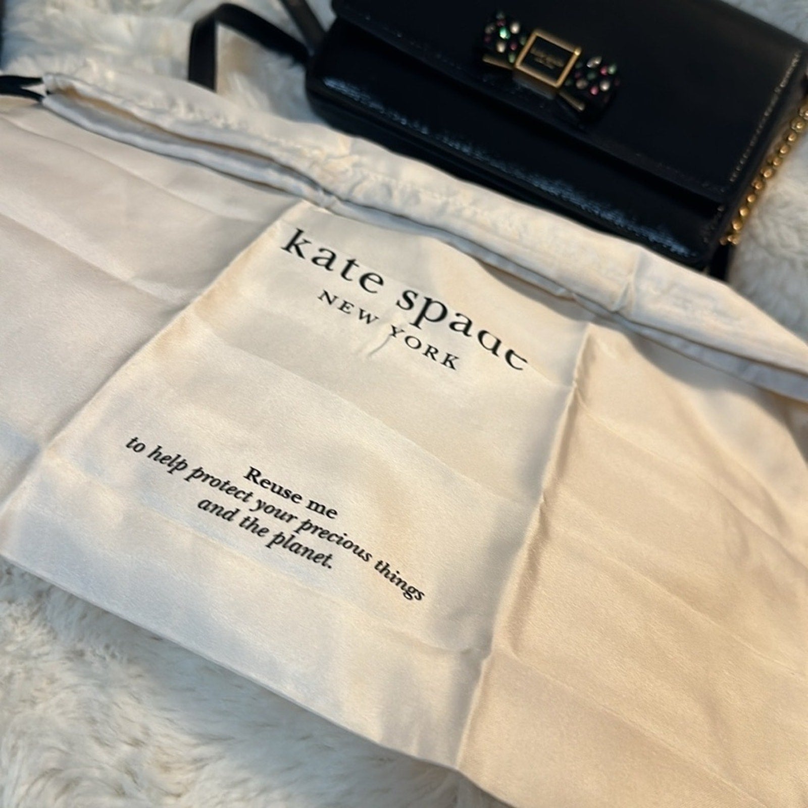 EUC; Kate Spade Morgan Bedazzled Bow Patent Leather Flap Crossbody