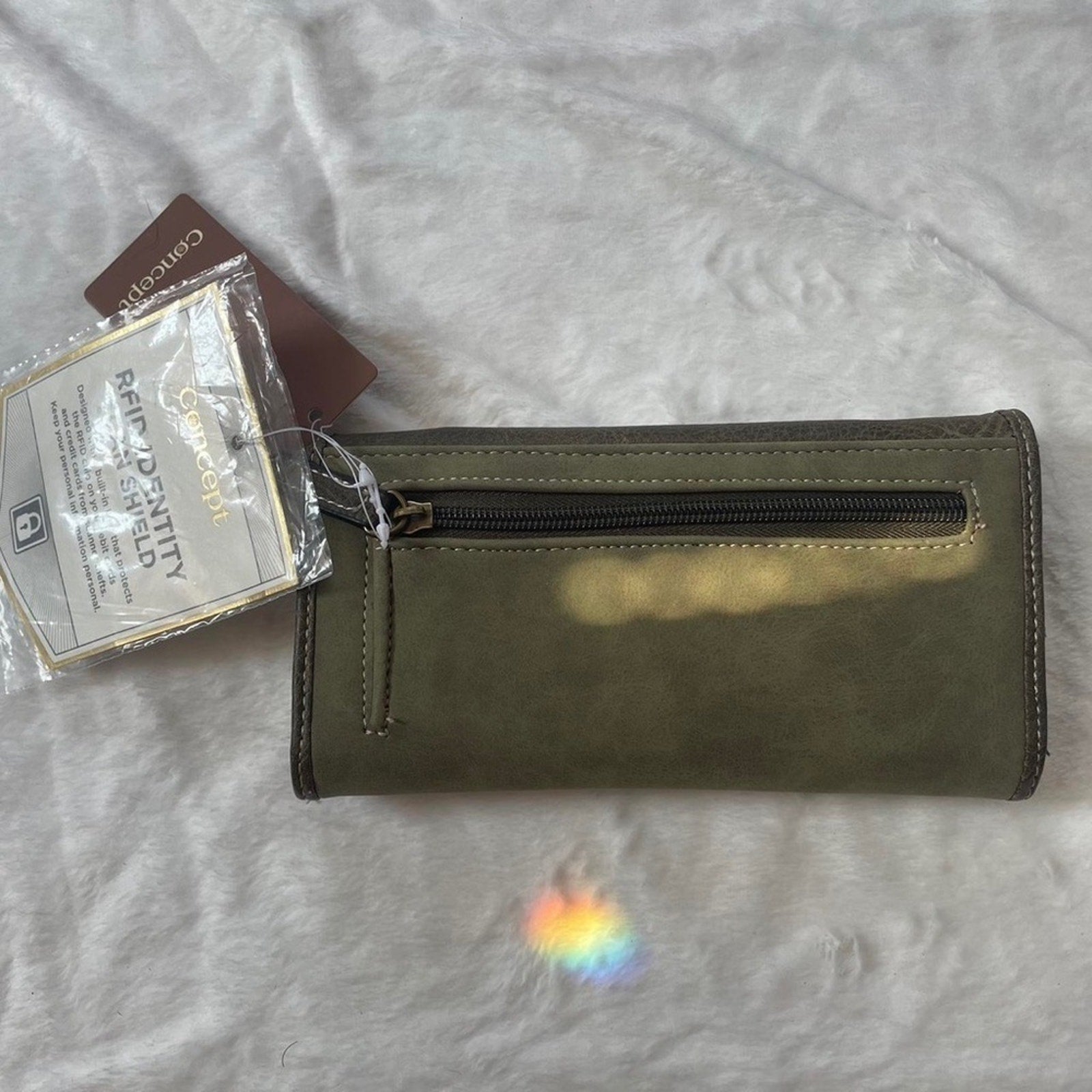 Concepts Olive Green RFID Wallet with crossbody attachment - NWOT