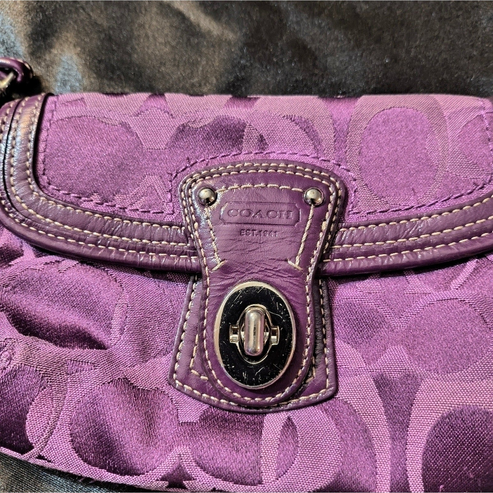 Vintage Coach Turn Lock Purple Wristlet