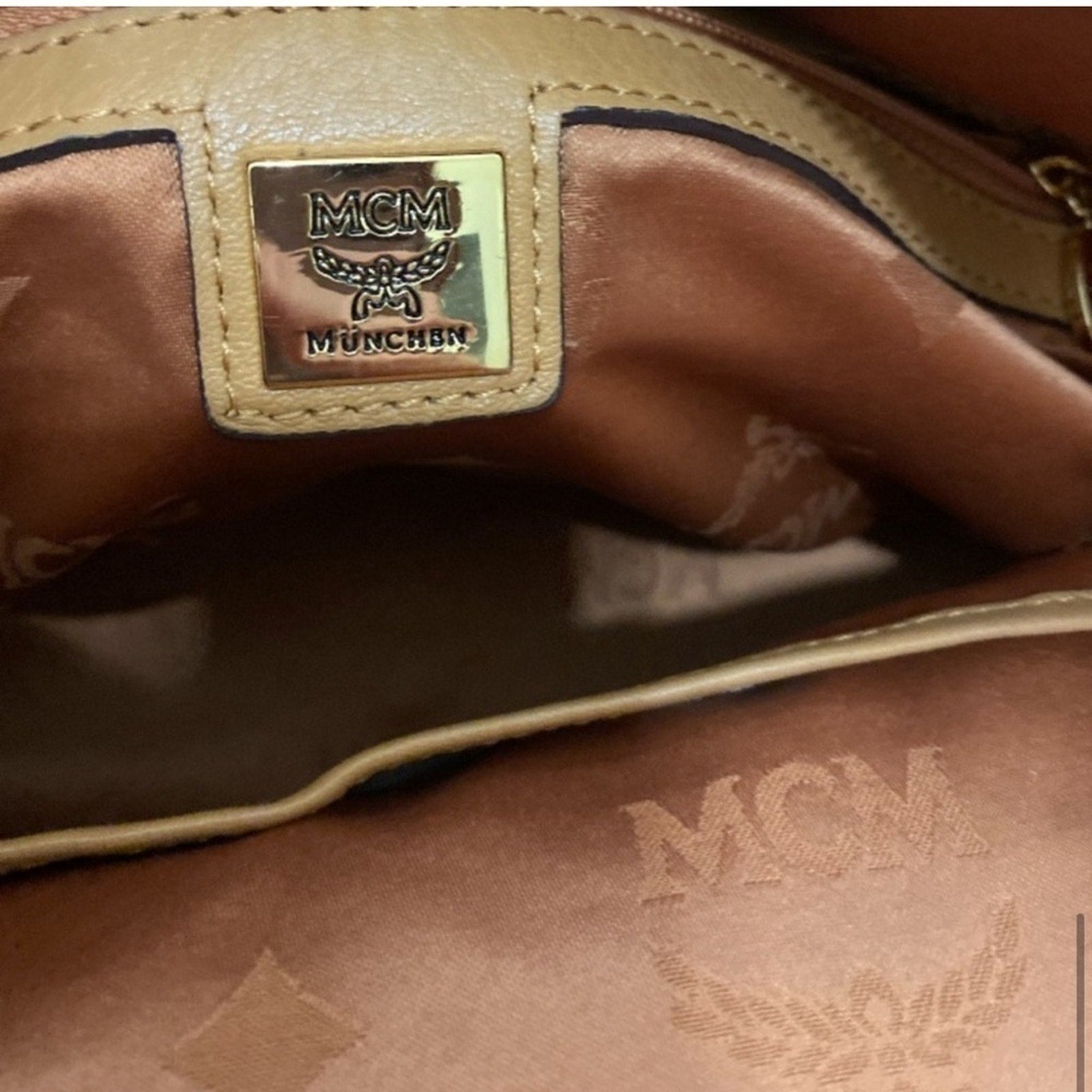 MCM Brown Visetos Leather Satchel Black EUC with strap