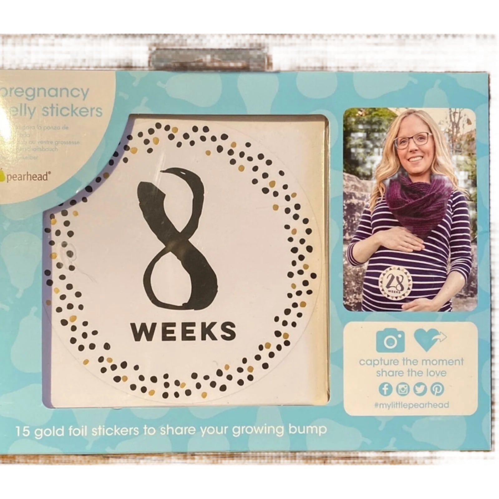 Pearhead Pregnancy Black and Gold Milestone Belly Stickers (15 included)