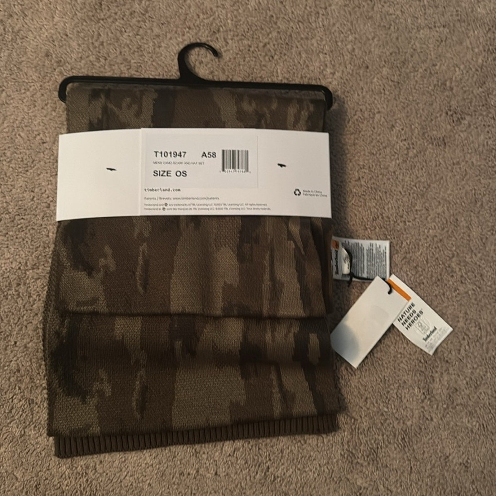Timberland Brown and Orange Scarf and Hat Set