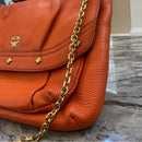 Authentic Vintage, MCM Orange, Leather, 2-Way, with Gold Chain Shoulder or Cross Body Convertible Strap Purse