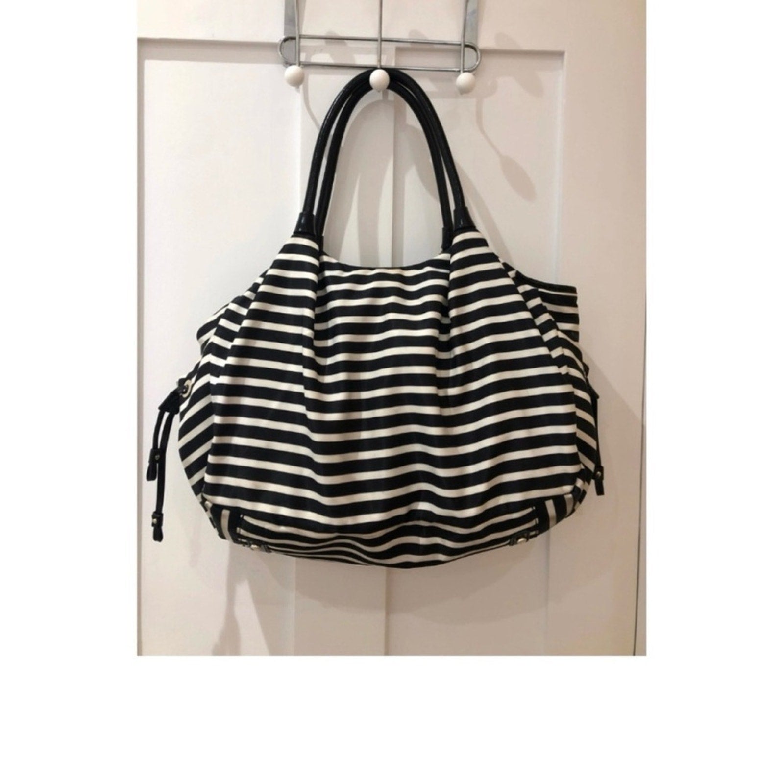 Kate Spade ♠️ Black and White Striped Diaper Bag with Changing Pad