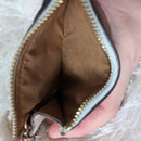 Coach, Mini Skinny ID Case, Crossgrain Leather, Chalk White, Gold Key Ring EUC