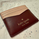 Kate Spade Staci Slim Card Holder Colorblock Maroon Plum and Pink Like New