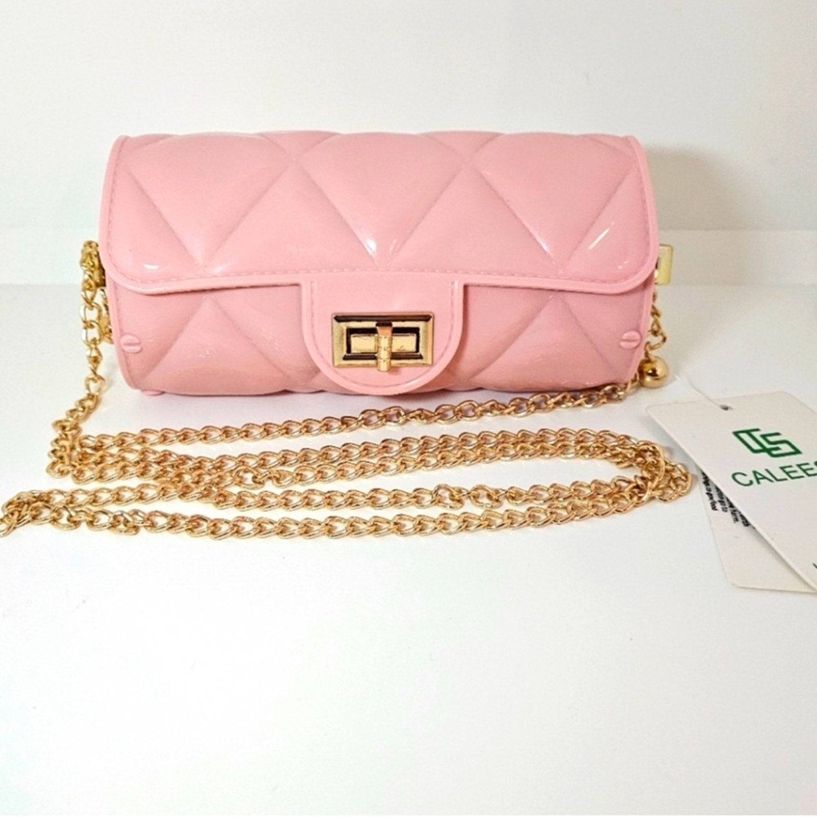 Pink Jelly Purse with adjustable Metal Strap NWT