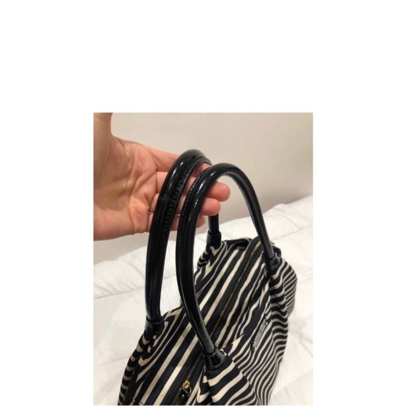 Kate Spade ♠️ Black and White Striped Diaper Bag with Changing Pad
