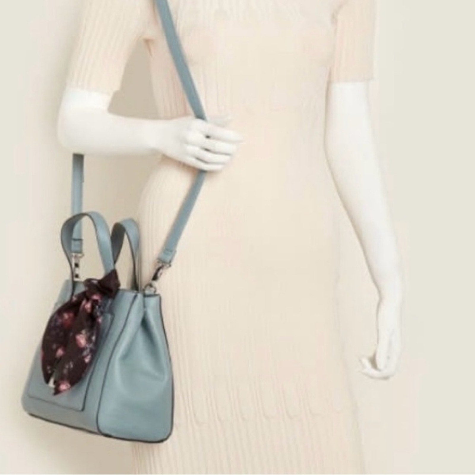 Light Blue Nine West Handbag with Floral Scarf