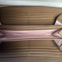 Coach Leather Accordion Long Wallet in Tan / Camel Brown