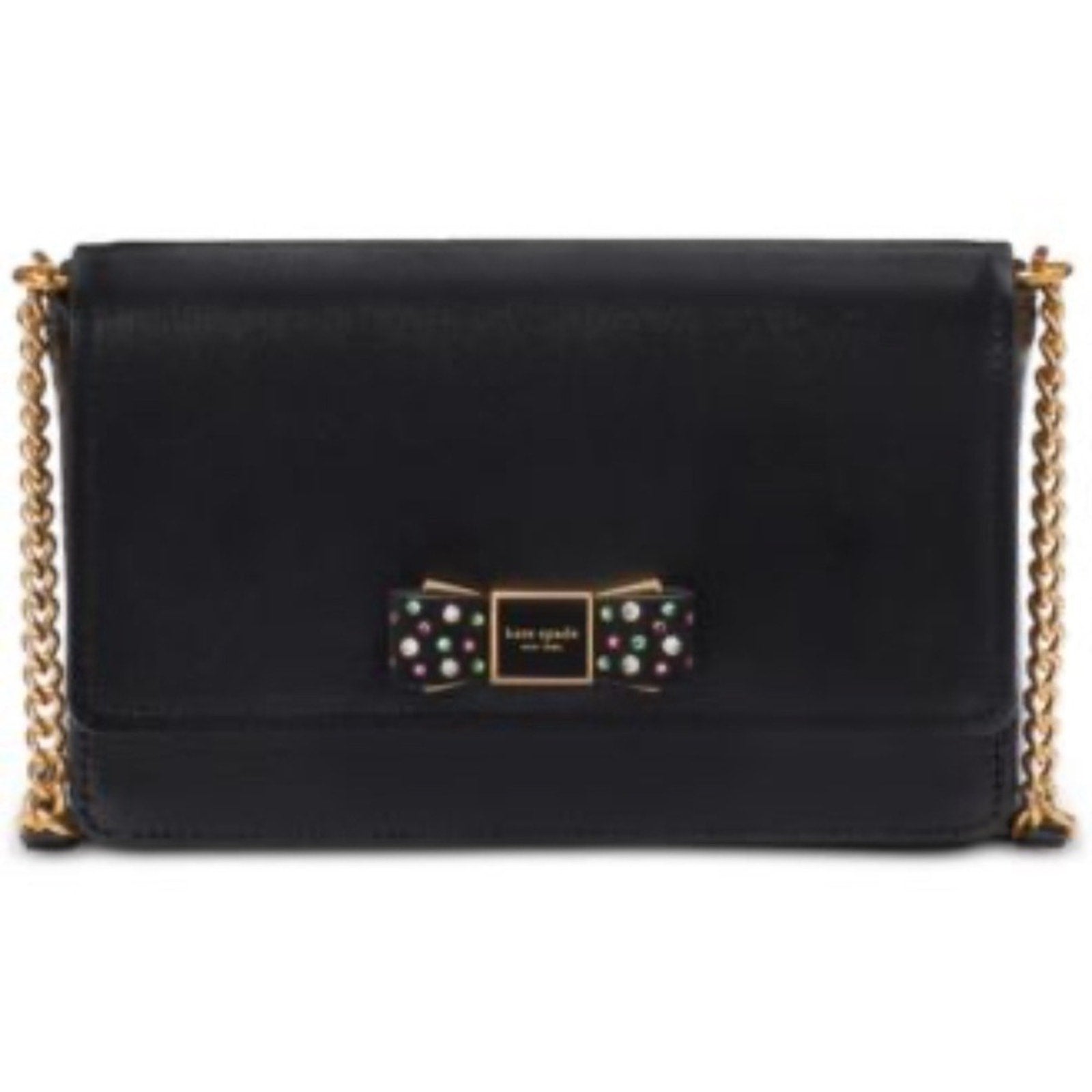 EUC; Kate Spade Morgan Bedazzled Bow Patent Leather Flap Crossbody