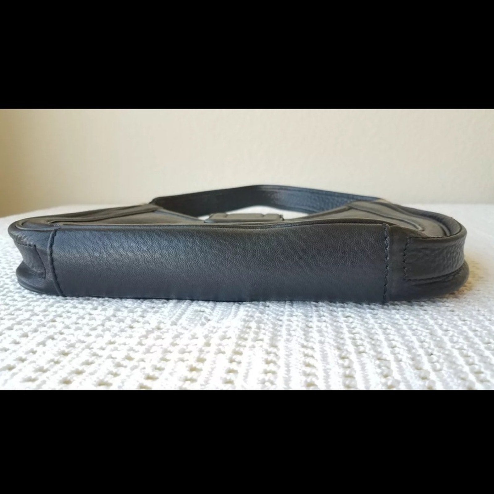 Michael Kors Black Leather Purse Handbag Snap Buckle Early 2000's Model