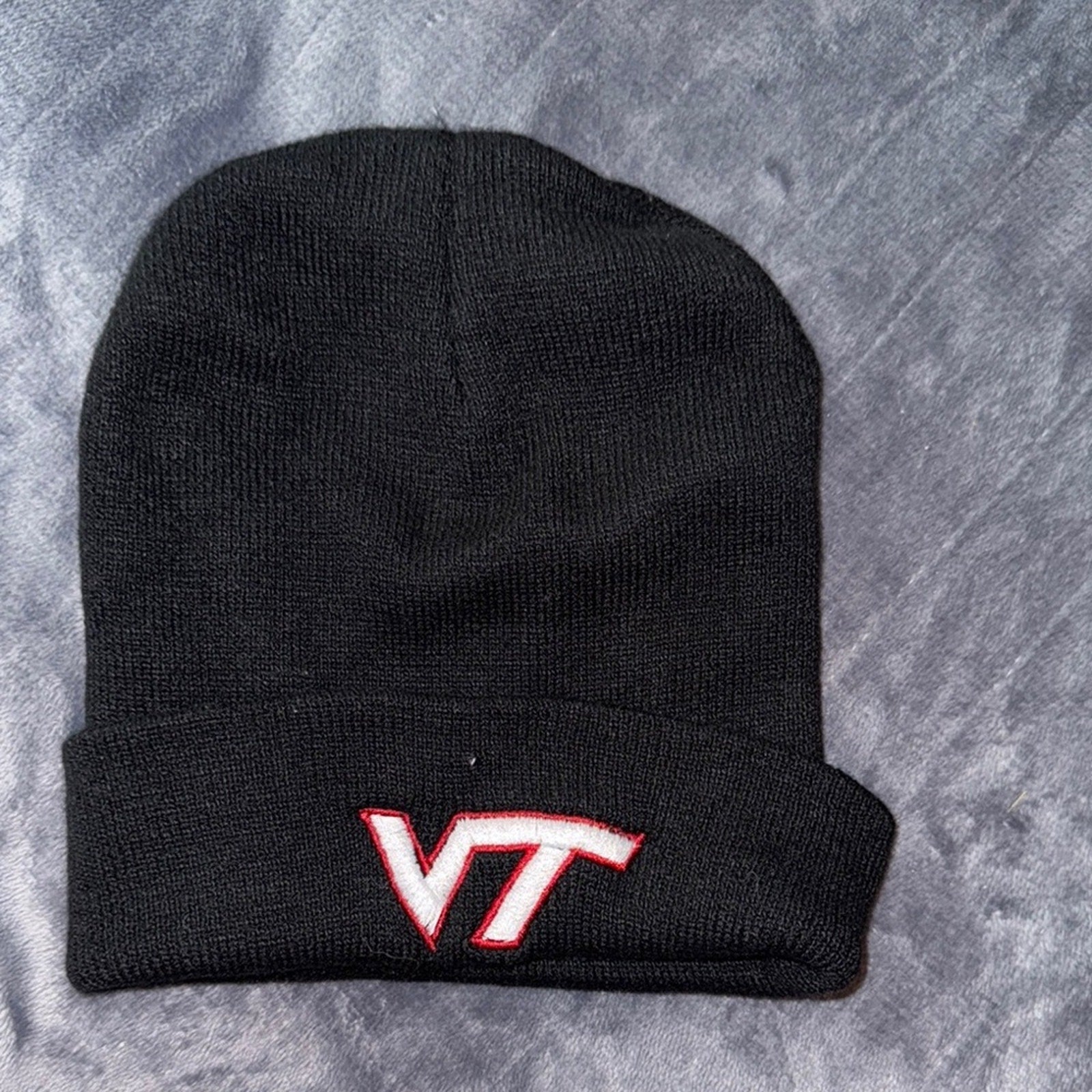 Unisex Black Virginia Tech Hokies Raised Cuffed Knit Hat- Unbranded NWOT