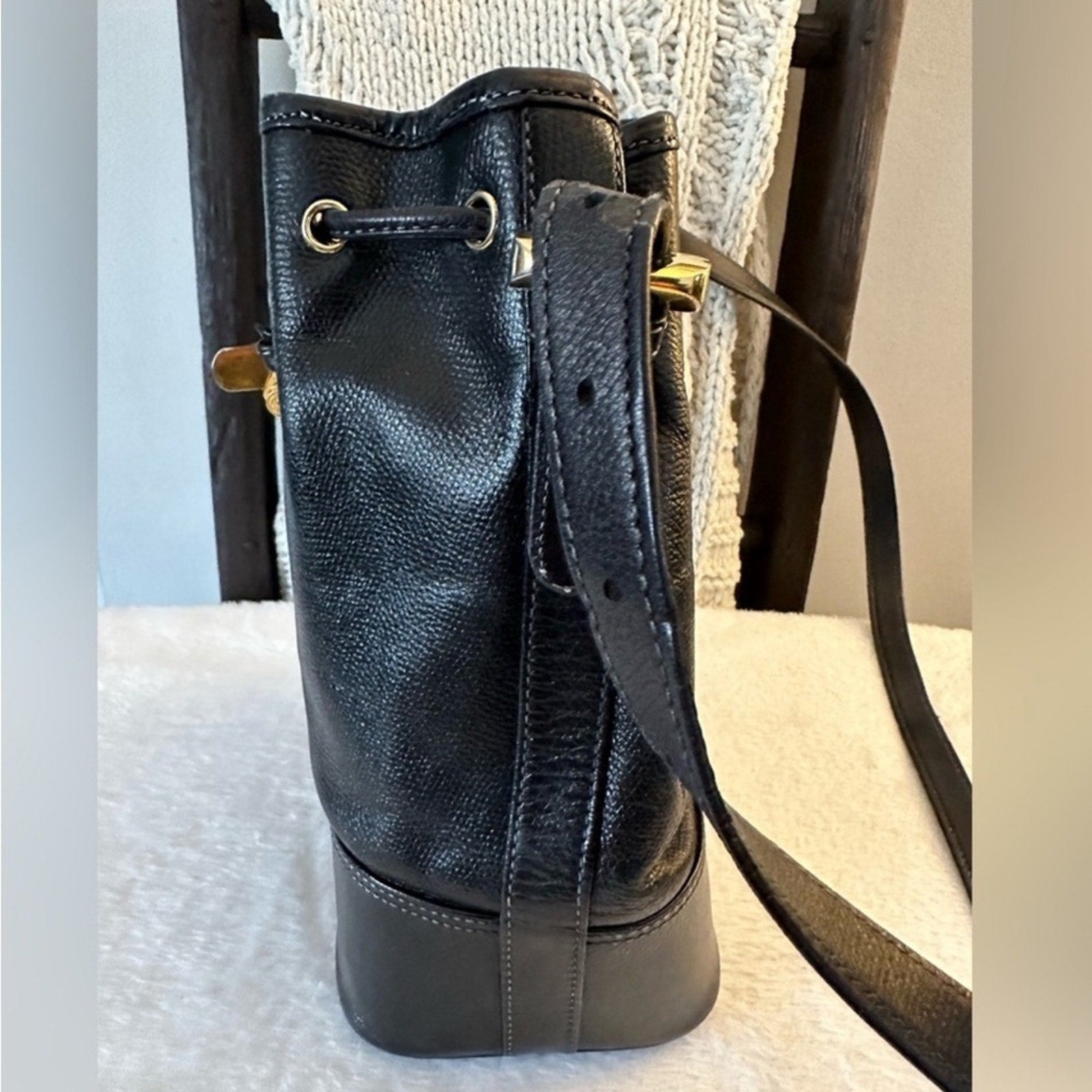 LOEWE Shoulder Bag Crossbody Backt Anagram Lamb Leather Black