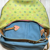Dooney & Bourke Vintage Rainbow Monogram Logo Leather Shoulder Bag Handbag EVC