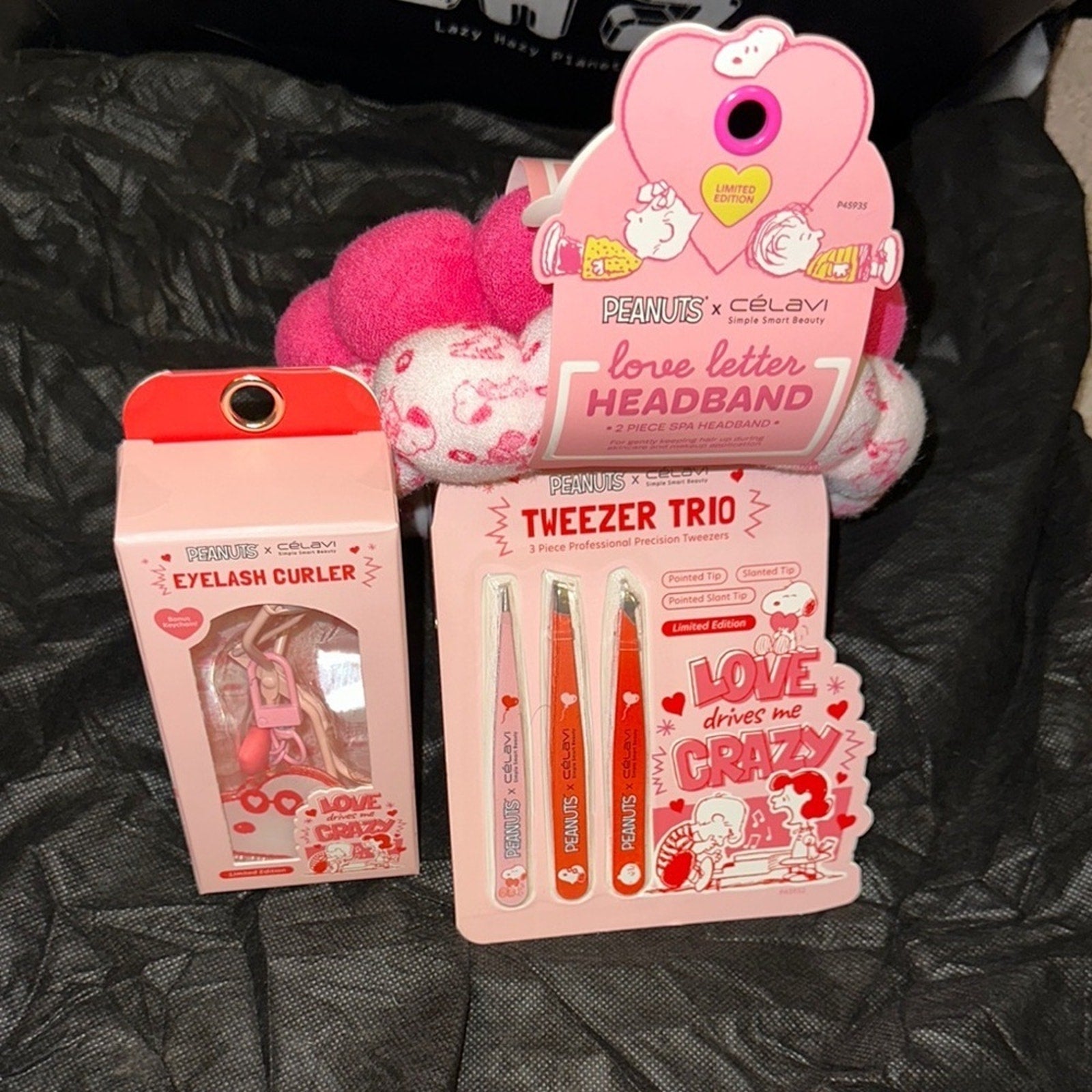 Limited Edition-Peanuts Love Letter Headband, Eyelash curler & Tweezer Trio Set