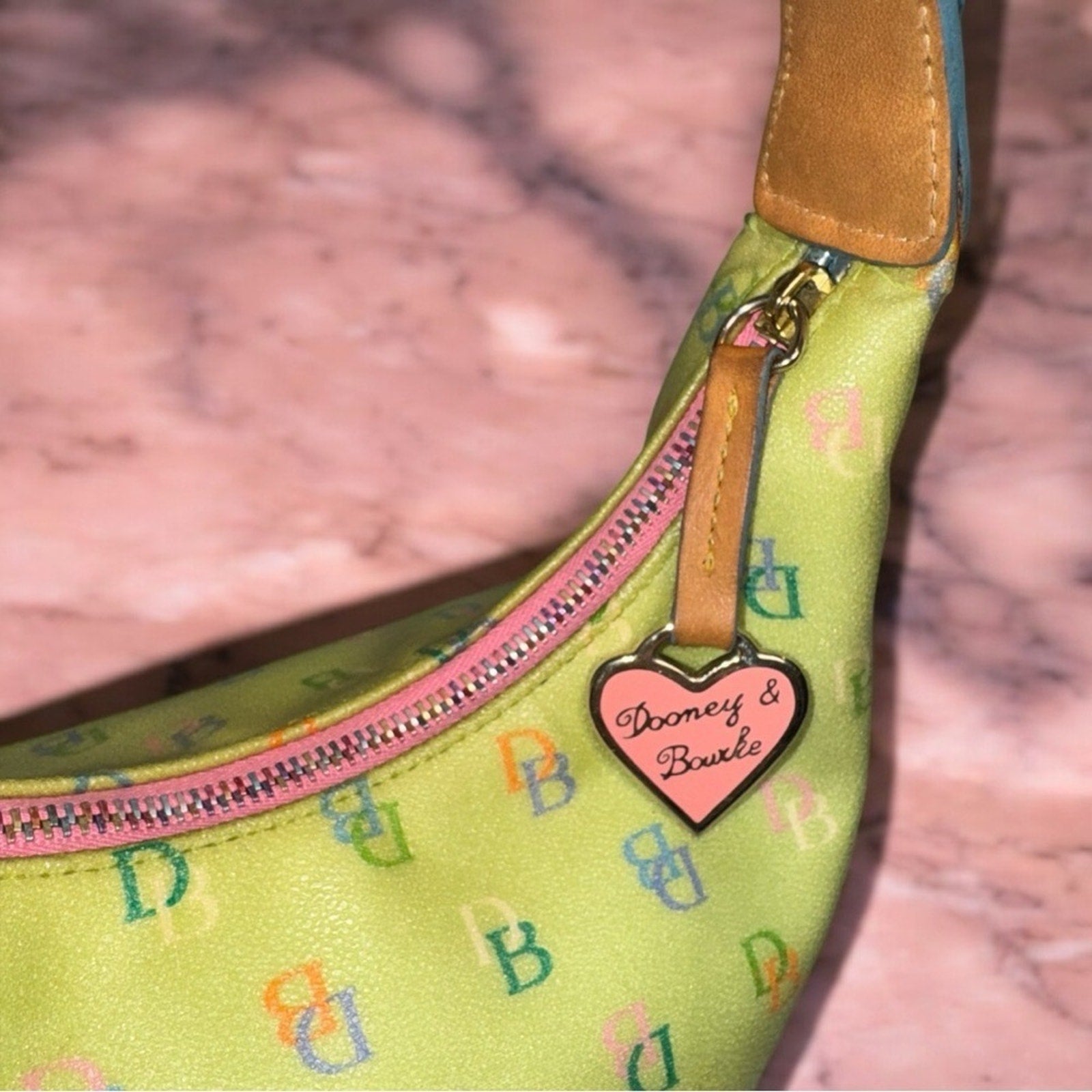 Dooney & Bourke Vintage Rainbow Monogram Logo Leather Shoulder Bag Handbag EVC