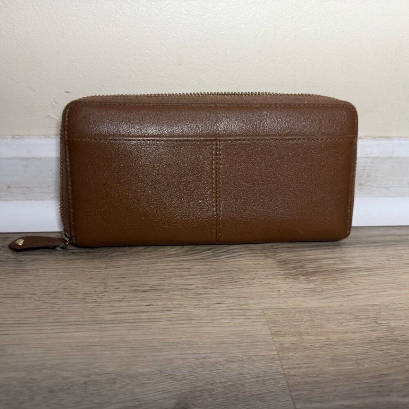 Coach Leather Accordion Long Wallet in Tan / Camel Brown