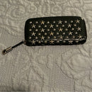 Vintage Jimmy Choo Black Leather Star Studded Long Zipper Wallet