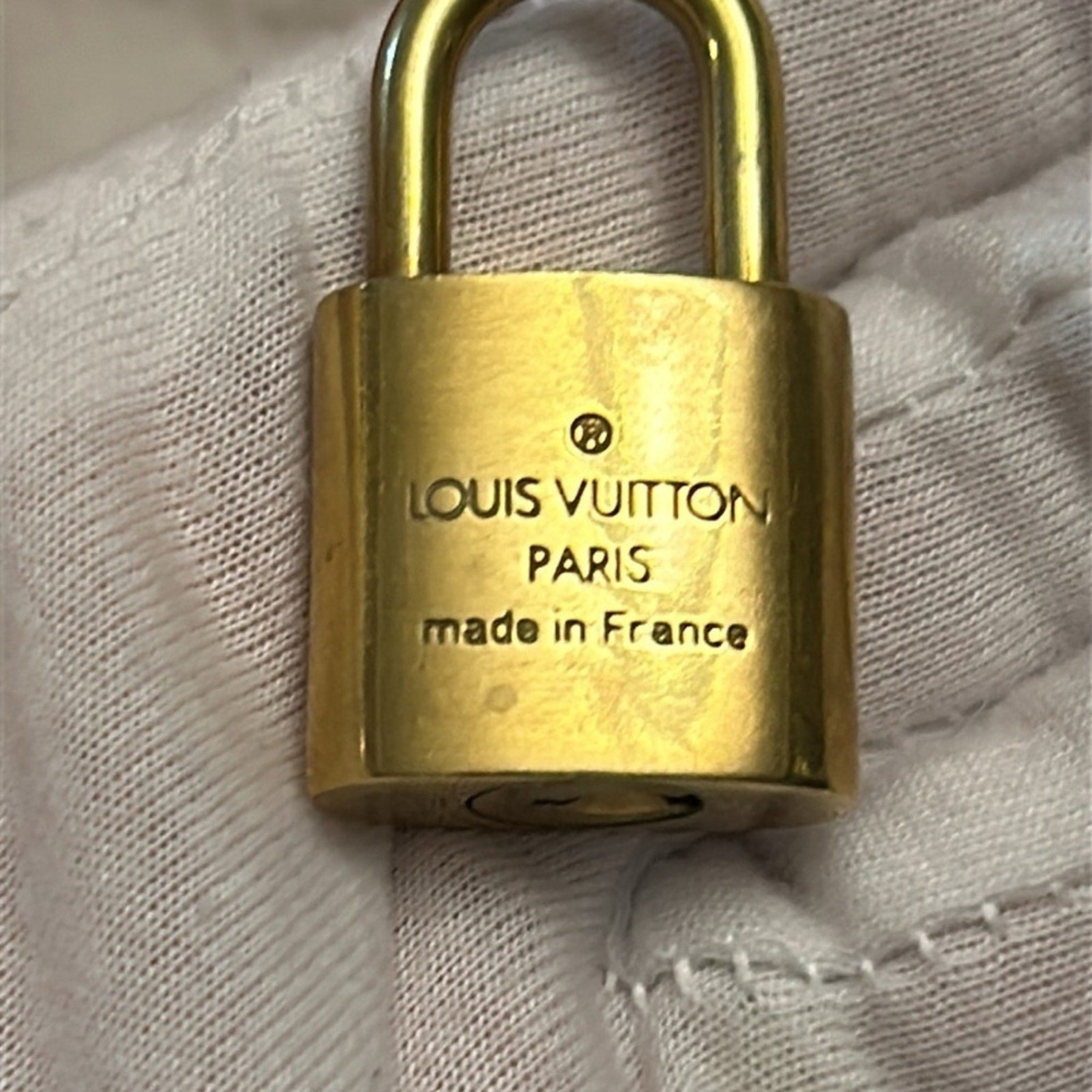 Authentic Louis Vuitton Gold Brass Lock & Key set; see listing for numbers