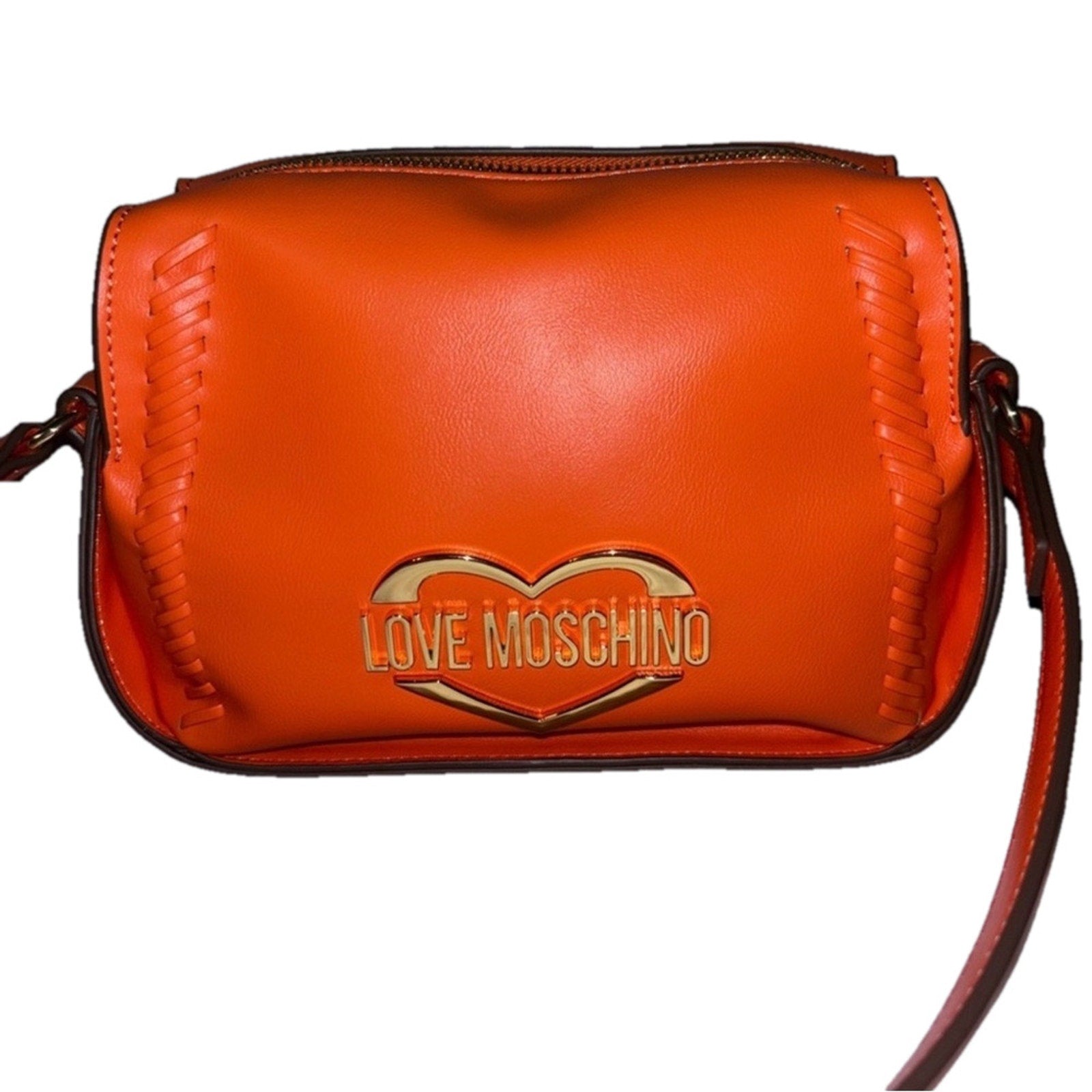 Love Moschino Orange Leather Crossbody Bag