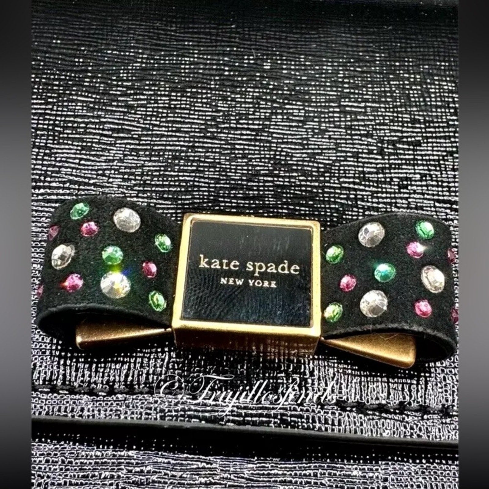 EUC; Kate Spade Morgan Bedazzled Bow Patent Leather Flap Crossbody