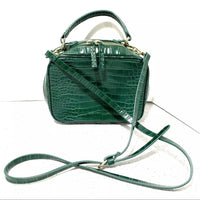Zara green faux snakeskin moc croc crossbody bag top handle purse 2 way satchel
