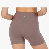 High-Waisted Black and Mauve Biker Shorts - Black/Iron Colors- 5”
