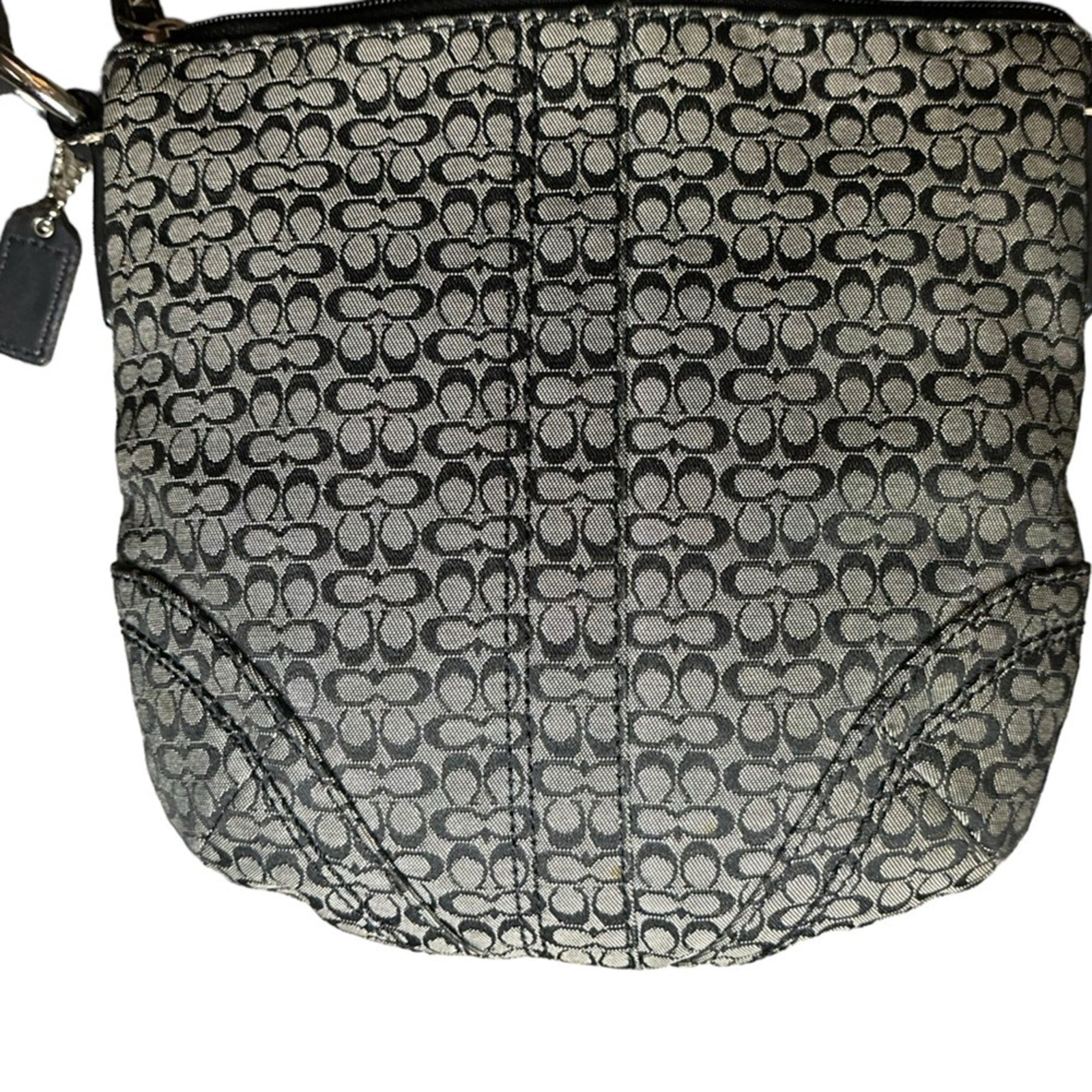Coach Monogrammed Logo Buckle Small Crossbody Black/White/Silver Hardware
