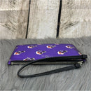 Coach | Bramble Floral Rose Print Purple Leather Zip Wristlet EUC
