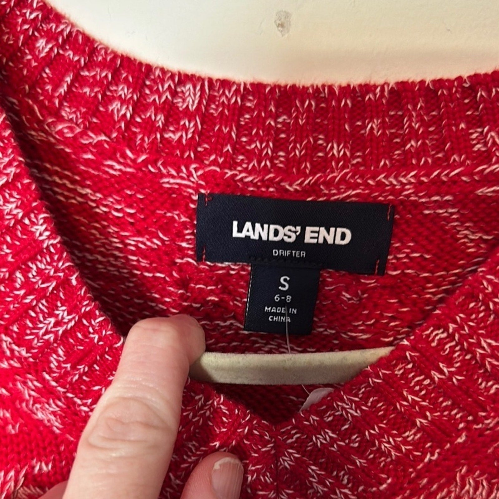 LANDS' END S (6-8) Cotton Drifter V-neck Sweater NWT $80