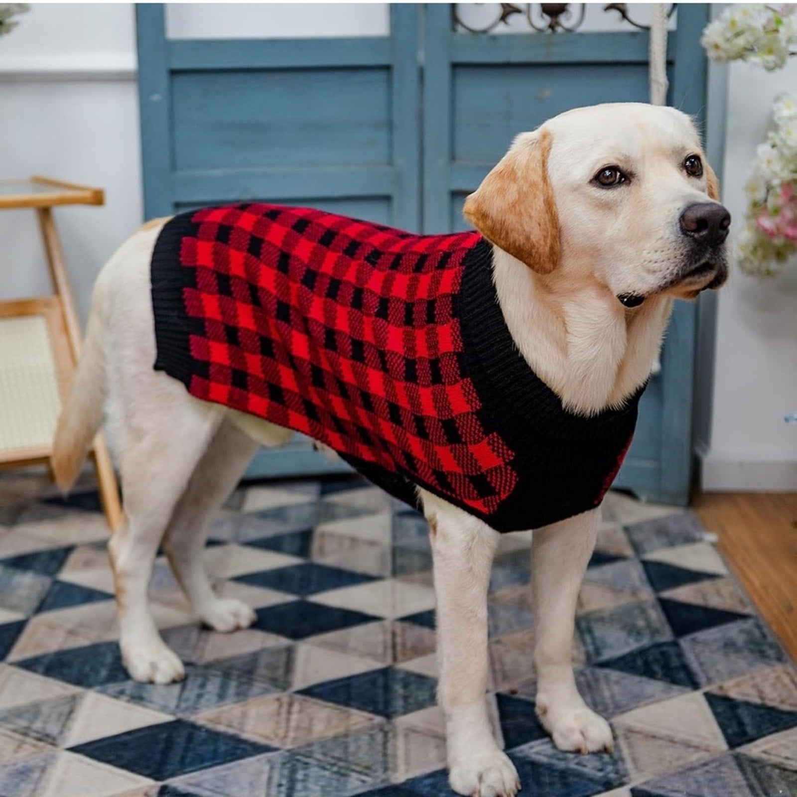 XL Black and Red Checkered Dog Shirt NWOT