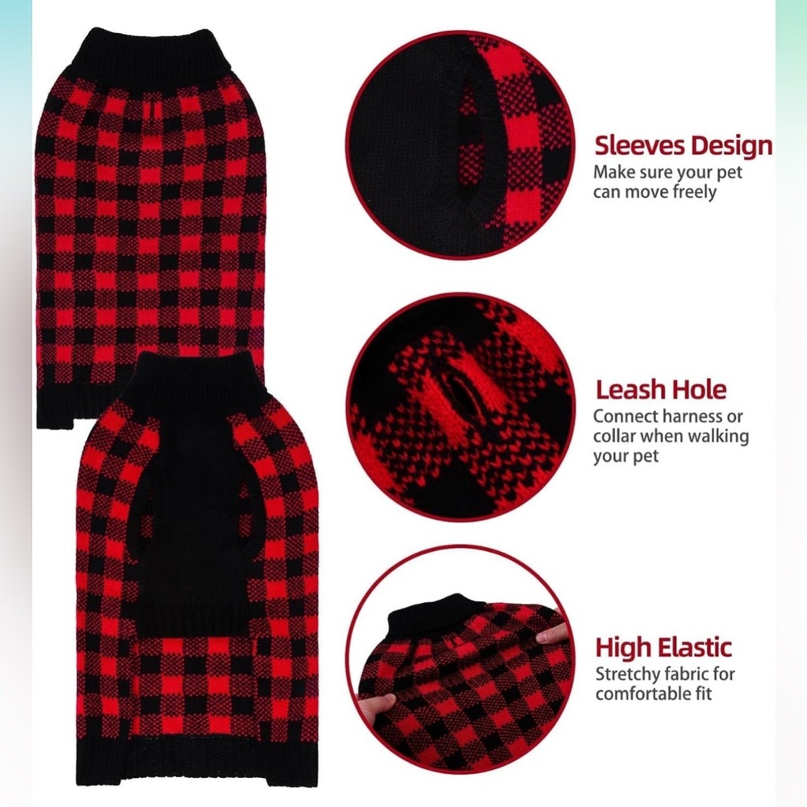 XL Black and Red Checkered Dog Shirt NWOT