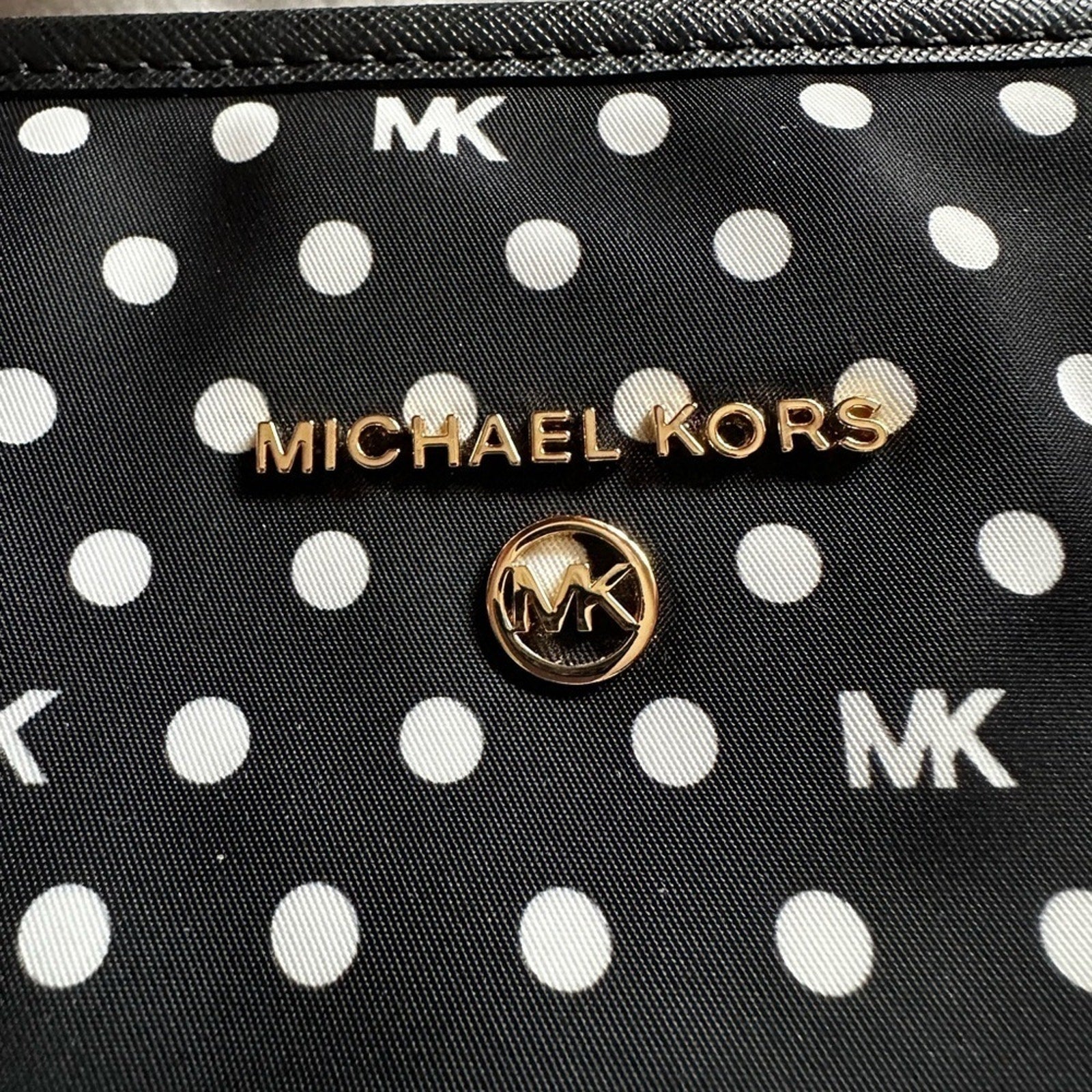 Michael Kors Black & White Polk A Dot Eva Nylon Small Tote