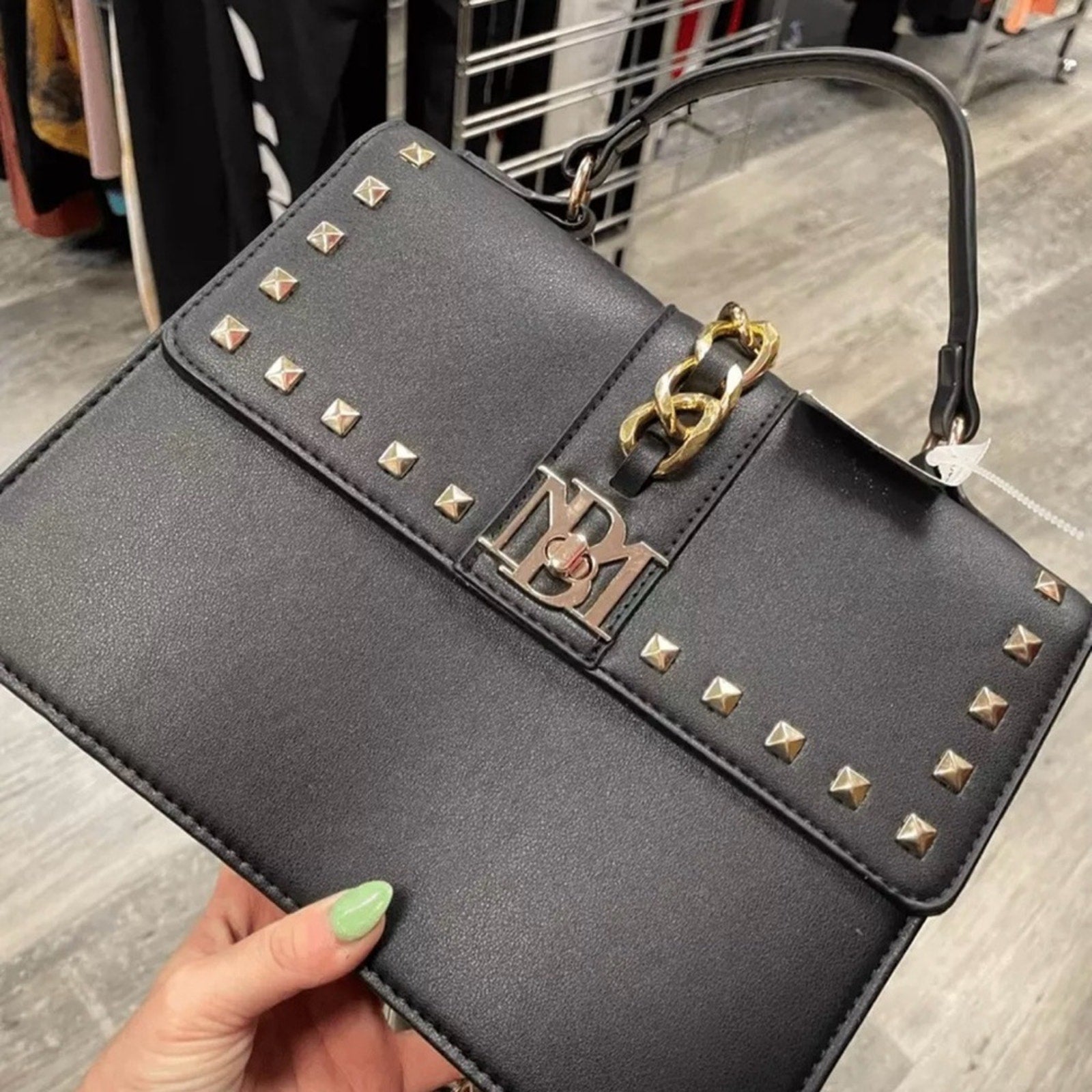 Black Studded Badgley Mischka Crossbody Bag NIP