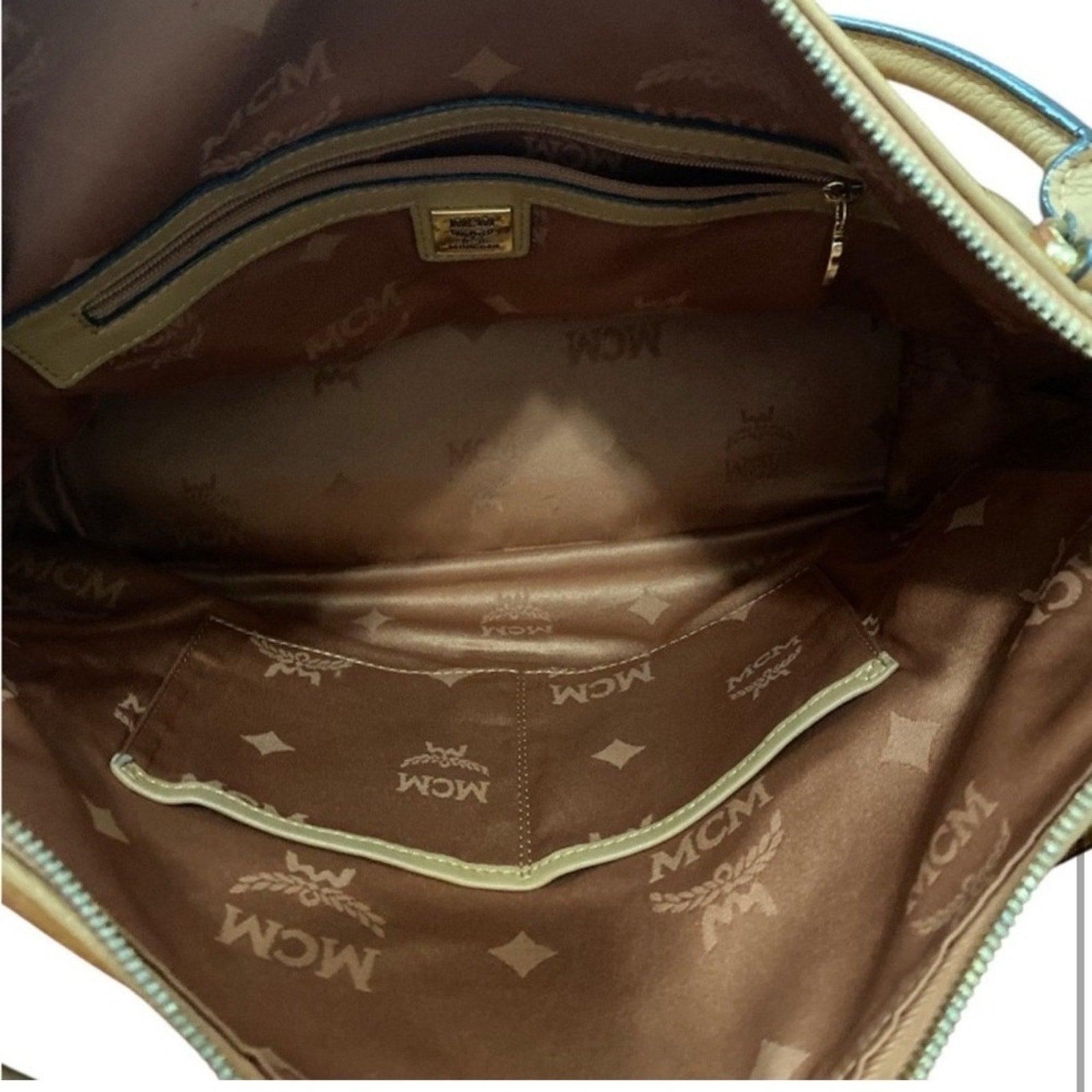 MCM Brown Visetos Leather Satchel Black EUC with strap