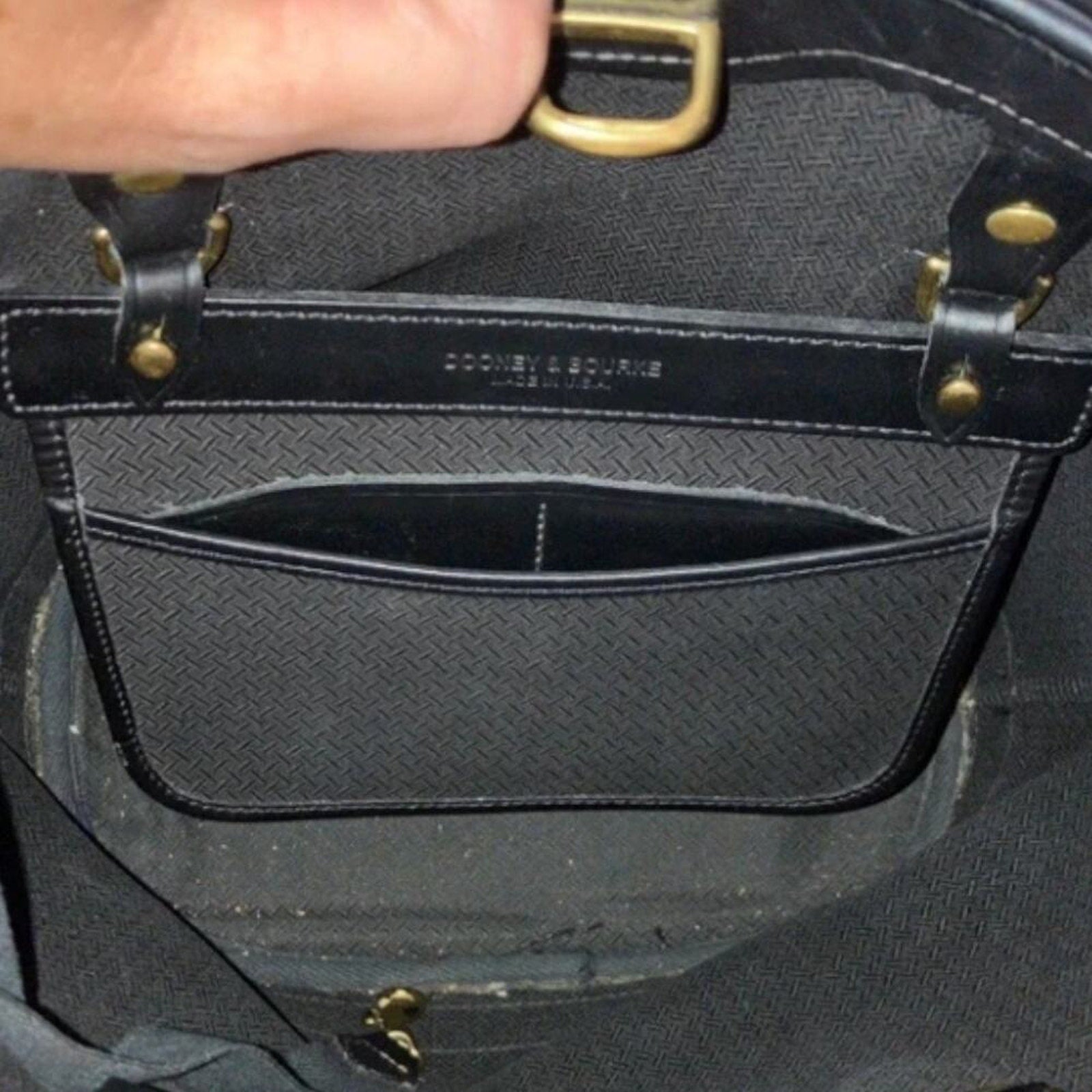 DOONEY & BOURKE Vintage Cabrino Black Fabric Tote Leather Trimmed RARE