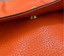Authentic Vintage, MCM Orange, Leather, 2-Way, with Gold Chain Shoulder or Cross Body Convertible Strap Purse