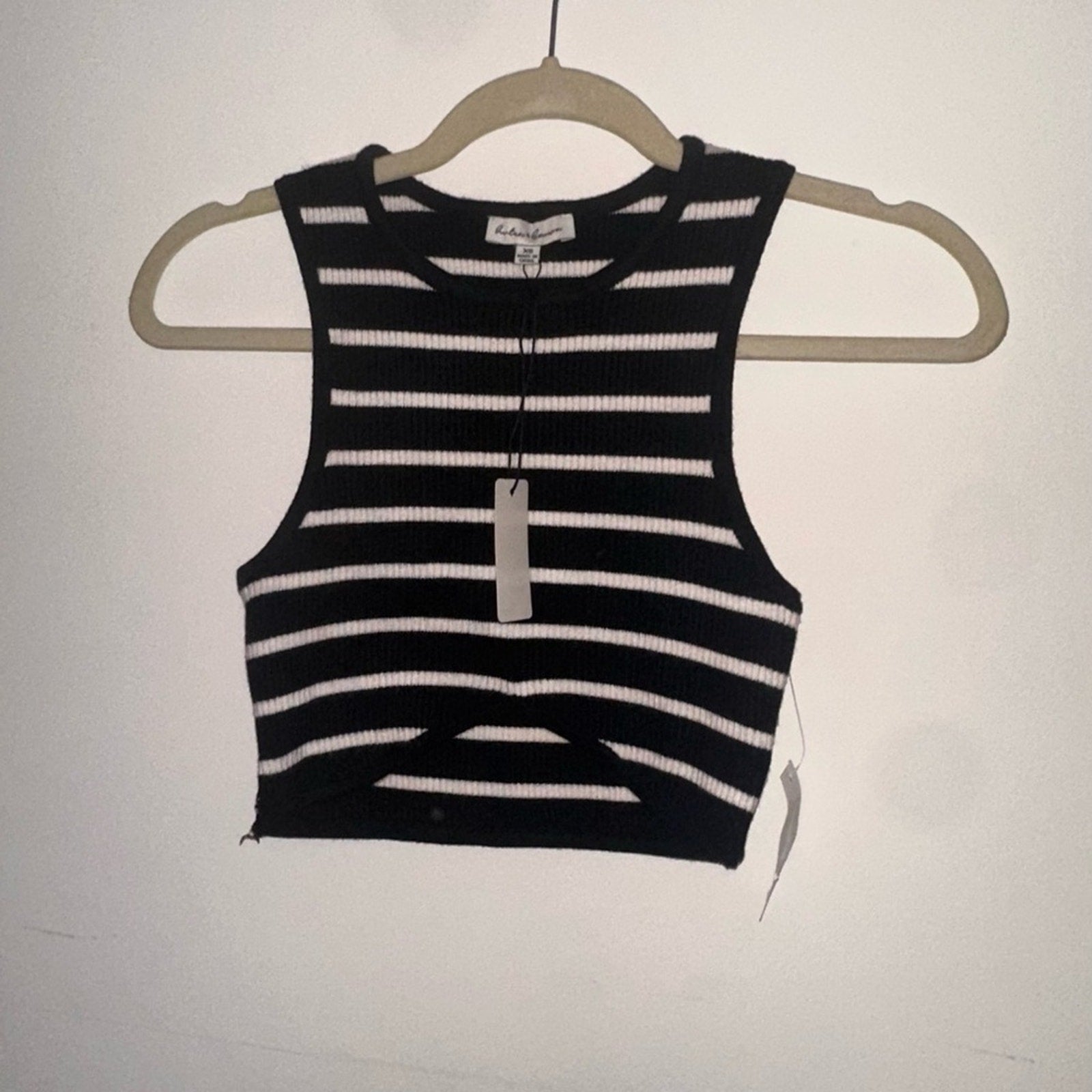 Black and White Striped Crop Top
