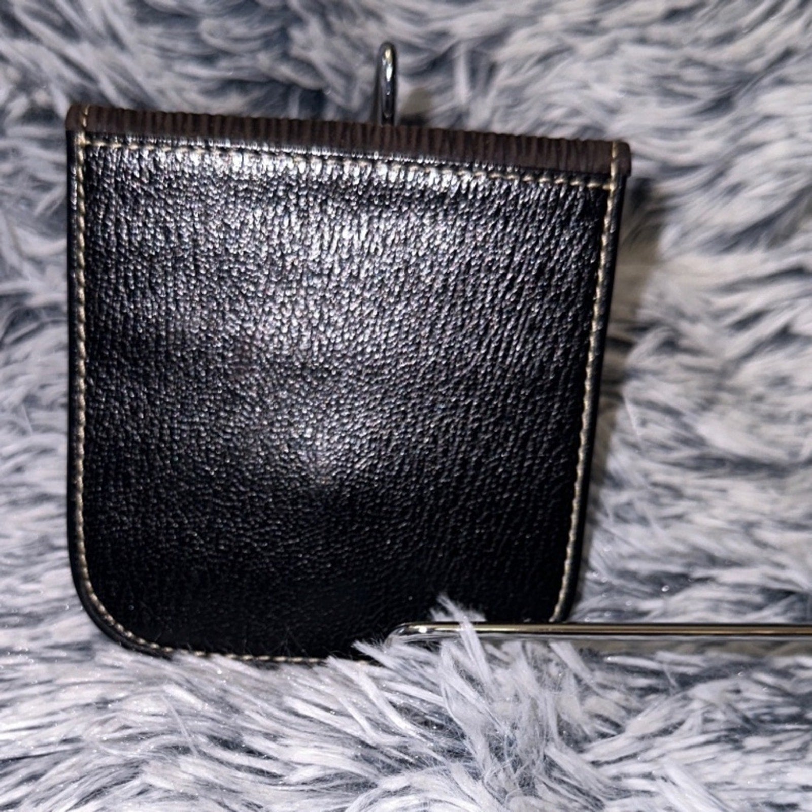 **RARE** Vintage Loewe snake bone coffee black leather wallet / card holder