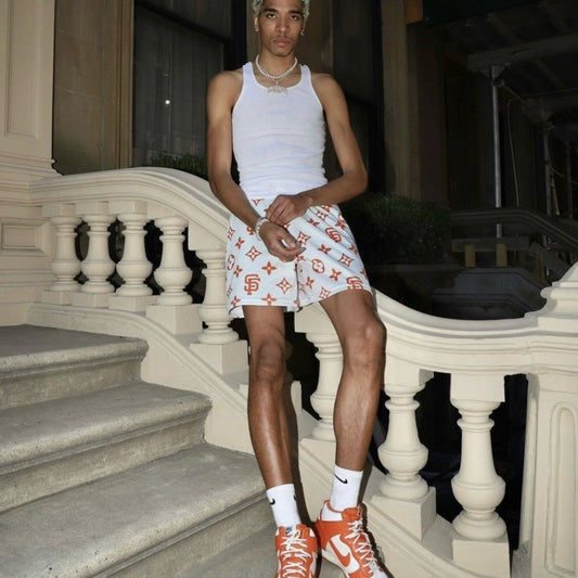 Bravest Studios - Louis Vuitton x SF Giants Orange Patterned Shorts, size - S