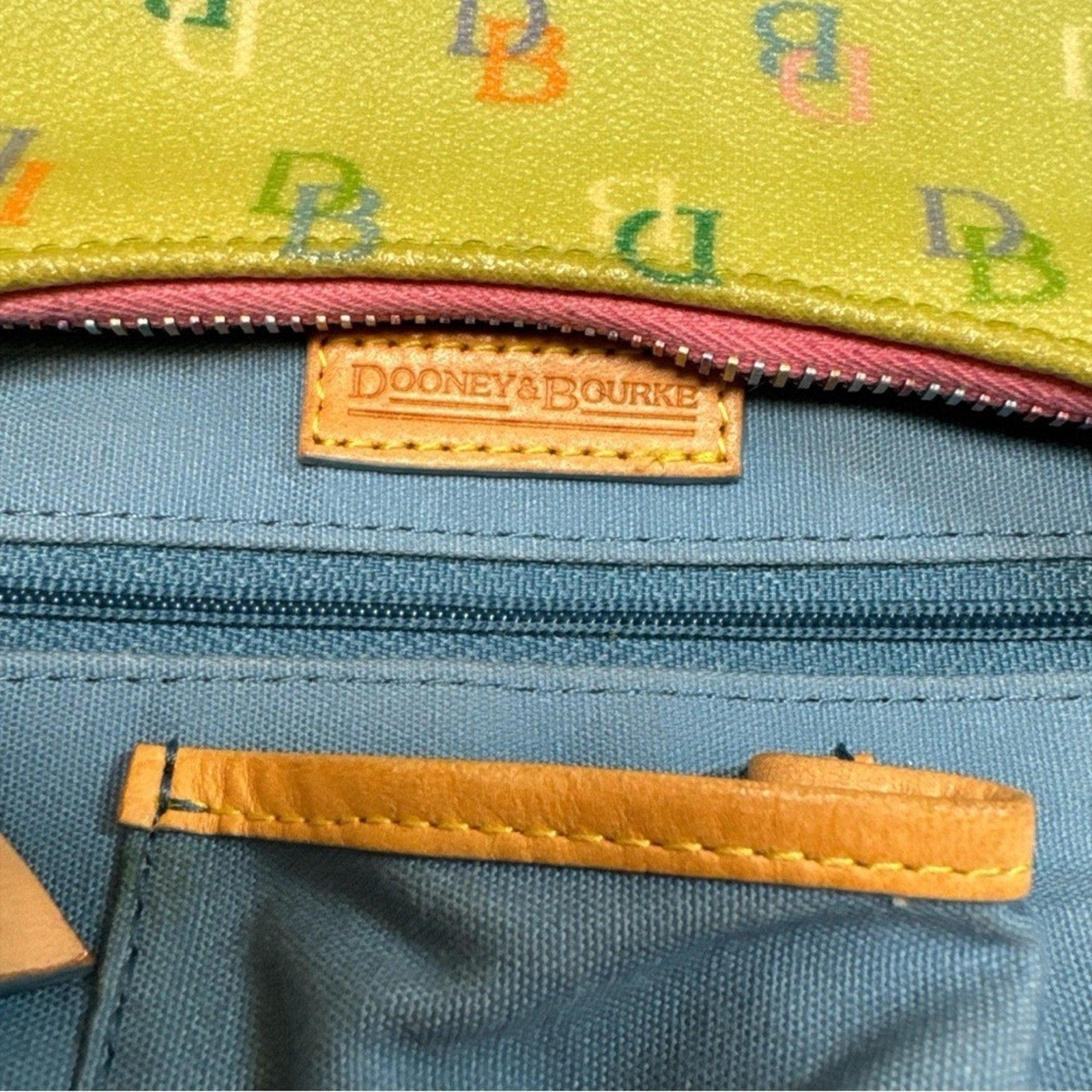 Dooney & Bourke Vintage Rainbow Monogram Logo Leather Shoulder Bag Handbag EVC