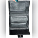 AUTH SALVATORE FERRAGAMO GANCINI LEATHER EMBOSSED LOGO COMPACT WALLET EUC