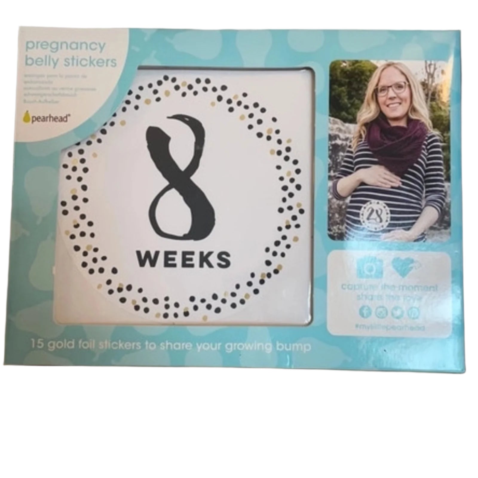 Pearhead Pregnancy Black and Gold Milestone Belly Stickers (15 included)