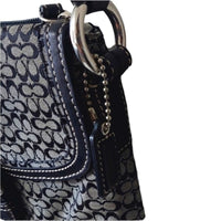 Coach Monogrammed Logo Buckle Small Crossbody Black/White/Silver Hardware