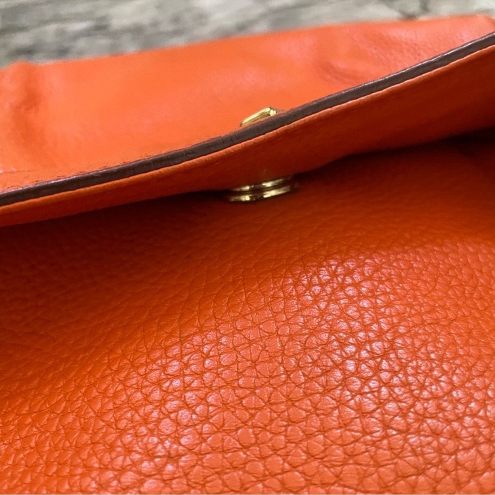 Authentic Vintage, MCM Orange, Leather, 2-Way, with Gold Chain Shoulder or Cross Body Convertible Strap Purse