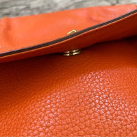 Authentic Vintage, MCM Orange, Leather, 2-Way, with Gold Chain Shoulder or Cross Body Convertible Strap Purse